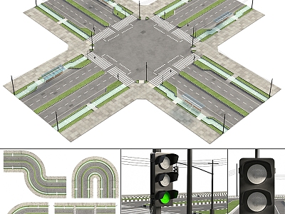 Modern road traffic lights 3d model