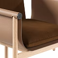 Modern Minimalist Single Chair With Wooden Frame Armrest And Dark Brown Cushion