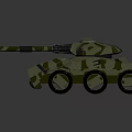 Camouflage Armored Tank 3D Model With Military Cannon And Six Wheels
