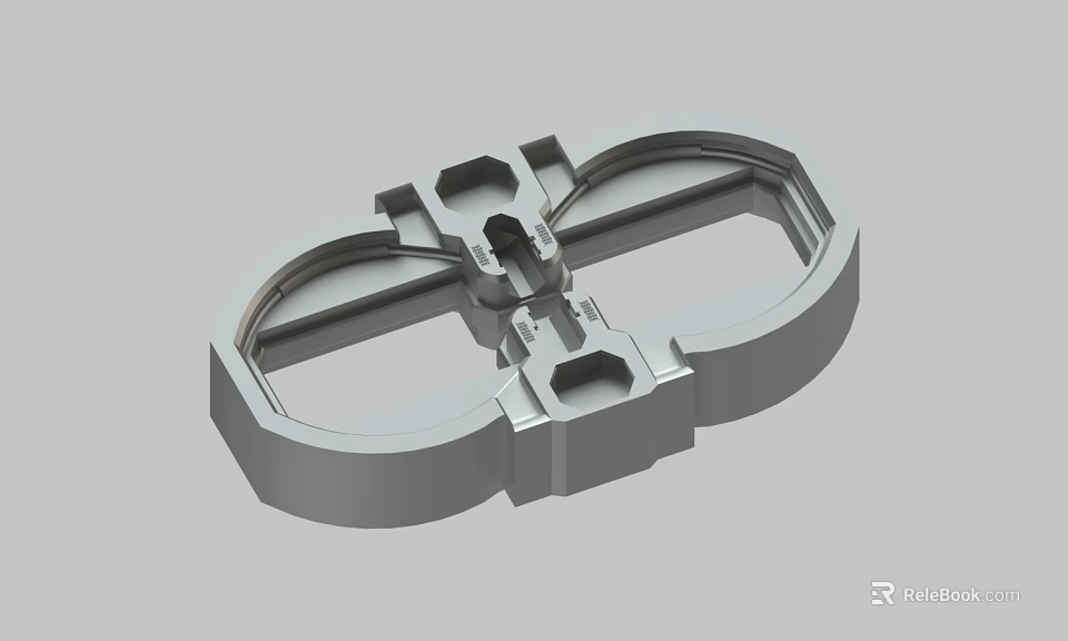 Metallic Mechanical Part With Symmetrical Ring Design And Central Connector 3d model 