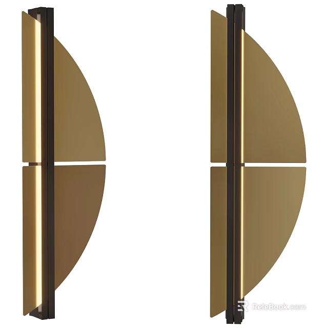 Modern Gold Brass Wall Lamp With Semicircular Design For Home Interior Lighting Decor 3d model 