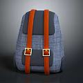 Stylish Blue Plaid Backpack With Orange Straps And Gold Square Buckles