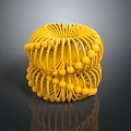 Yellow Woven Household Item with Spherical Design and Decorative Balls