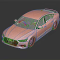 Orange Audi Sedan With Sleek Design Black Wheels And Blue Accents On Dark Background