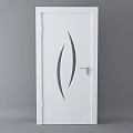 White Hinged Door with Curved Cutout Patterns and Silver Handle in Modern Style