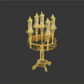Intricate Gold Candelabra With Multiple White Candles And Decorative Base