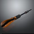 Sturdy Screwdriver As Multipurpose Weapon With Orange Wooden Handle Blue Braided Design And Metal Shaft