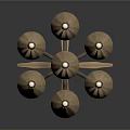 Elegant Floor Lamp With Five Lampshades And Star Shaped Metal Base