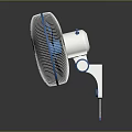 Modern Electric Fan With Blue Blades White Mesh Cover And Blue Base