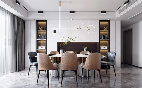 Modern Restaurant Dining Table Combination 3d model