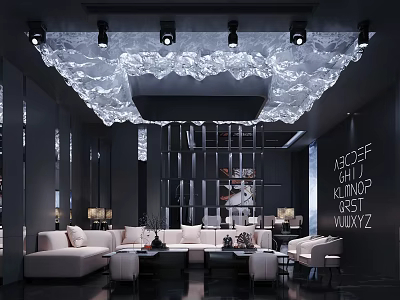 Modern KTV Lounge With Luxury Interior LED Lighting Comfortable Sofa And Sound System 3d model