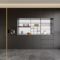 Modern Dining Area Sideboard With Black Storage Cabinets Glass Doors And Drawers