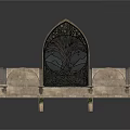 Artistic Wooden Decorative Furniture With Arched Top And Intricate Cut Out Tree Pattern