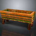 Wooden Planter Box With Legs And Green Moss For Garden Decoration