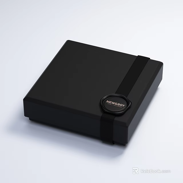 Modern Black Decorative Ornament Set With Storage Box And MODERNLY Logo 3d model 