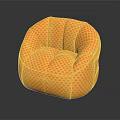Modern Yellow Single Sofa With Soft Grid Pattern And Comfortable Design 3d model