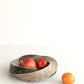 Ceramic Fruit Bowl With Openwork Design Holding Fresh Peaches And Oranges 3d model