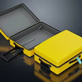 Yellow Hard Shell Suitcase Open And Closed Design With Handle For Travel Storage
