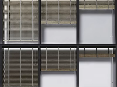 Modern Window Blinds For Home Interior With Grid Pattern And Slatted Design 3d model