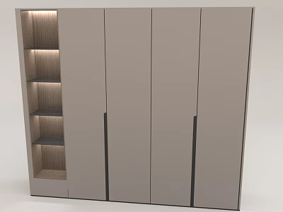 Modern Wardrobe Design With Multiple Doors And Built In Storage Shelves 3d model