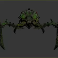 Insectoid Arachnid Character With Green Spiked Body Red Carapace And Multiple Thorny Legs