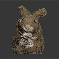 Realistic Brown Rabbit Sculpture With Textured Fur Long Ears And Lifelike Details