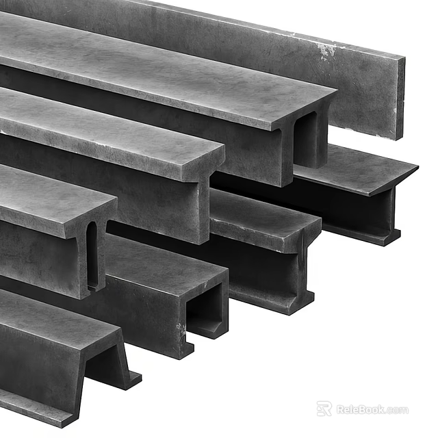 Black Structural Steel Profiles With Various Shapes For Industrial Construction Projects 3d model 