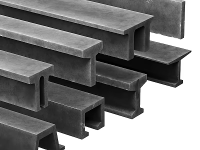Black Structural Steel Profiles With Various Shapes For Industrial Construction Projects 3d model