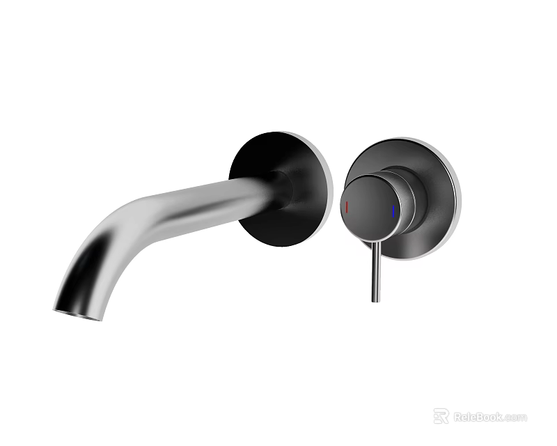 Modern Chrome Wall Mounted Water Faucet With Temperature Control Knob 3d model 