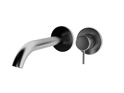 Modern Chrome Wall Mounted Water Faucet With Temperature Control Knob 3d model