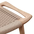 Modern Wooden Stool With Woven Seat And Oak Armrests Minimalist Design