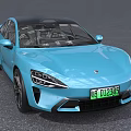 Blue Electric Sports Car With Black Roof Sleek Design And Modern Exterior