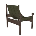 Comfortable Green Padded Leisure Chair With Wooden Frame And Round Knobs Design 3d model