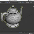 Elegant Silver Teapot Tableware Set With Shiny Metallic Finish And Classic Design 3d model