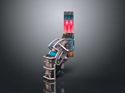 Sci Fi Mechanical Weapon With Glowing Red Elements And Metallic Structure 3d model