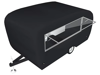 Black Protective Trailer Cover With Transparent Window And Wheel Design 3d model