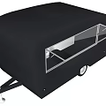 Black Protective Trailer Cover With Transparent Window And Wheel Design 3d model