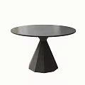 Modern Round Concrete Dining Table With Stylish Geometric Pedestal Base 3d model