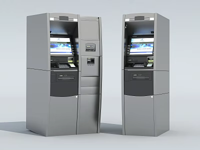 Dual Modern Smart ATMs With Digital Display Screens And Cash Dispensing Features 3d model