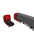 Red IVECO Modern Truck Featuring Grey Cargo Trailer And Cab Design