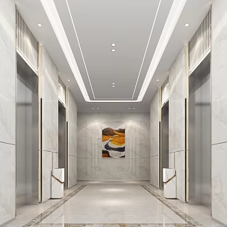modern elevator hall 3d model