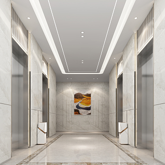 modern elevator hall 3d model