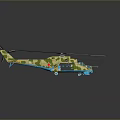 Highly Detailed Military Helicopter Model With Camouflage Paint Rotors And Cockpit Design