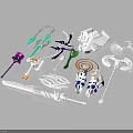 Character And Creature Weapon Parts With Colorful Accessories And Armor Components