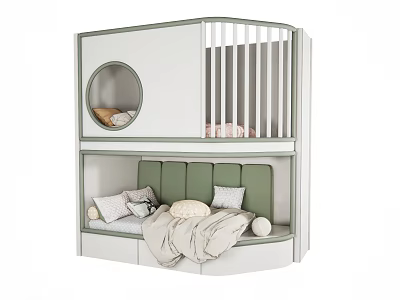 Modern Bed and Bed Children's Bed Bunk Bed High and Low Bed Bunk Bed 3d model