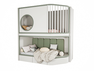 Modern Bed and Bed Children's Bed Bunk Bed High and Low Bed Bunk Bed 3d model