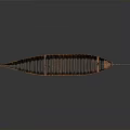 Leaf Shaped Brown Wooden Boat Showcasing Natural Wood Grain On Gray Background