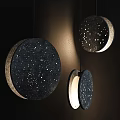 Black Round Floor Lamp With Starry Sky Design And Bright Stars
