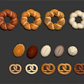 Assorted Fresh Breads and Pastries Including Donuts Pretzels and Rolls with Various Shapes