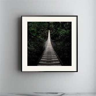 Modern Landscape Painting Simple Green Study Landscape Bridge Decorative Painting 3d model